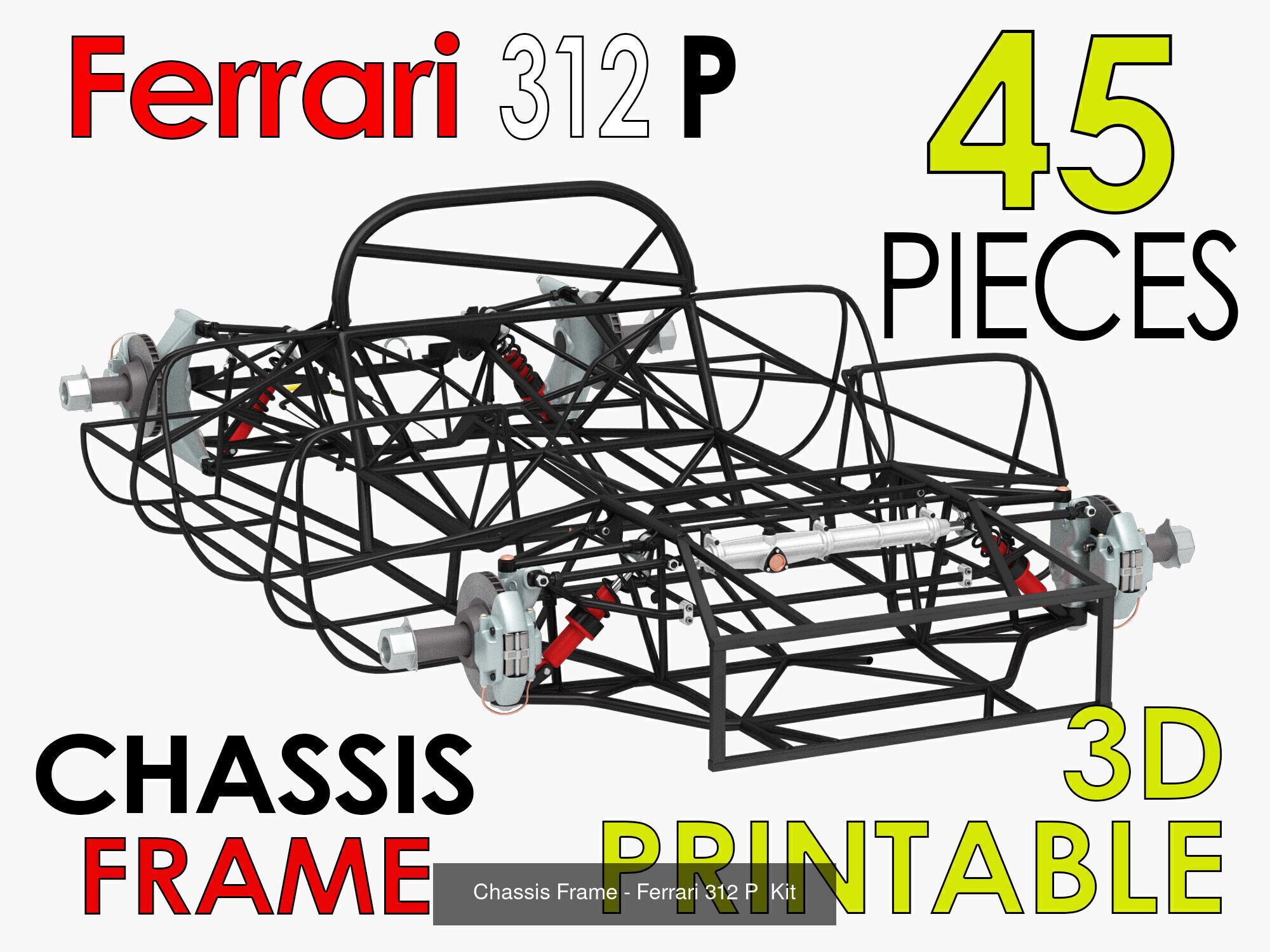 Ferrari 312 P Chassis Frame Undercarriage - Wheels Pack Bundle 3D Model Collection_3