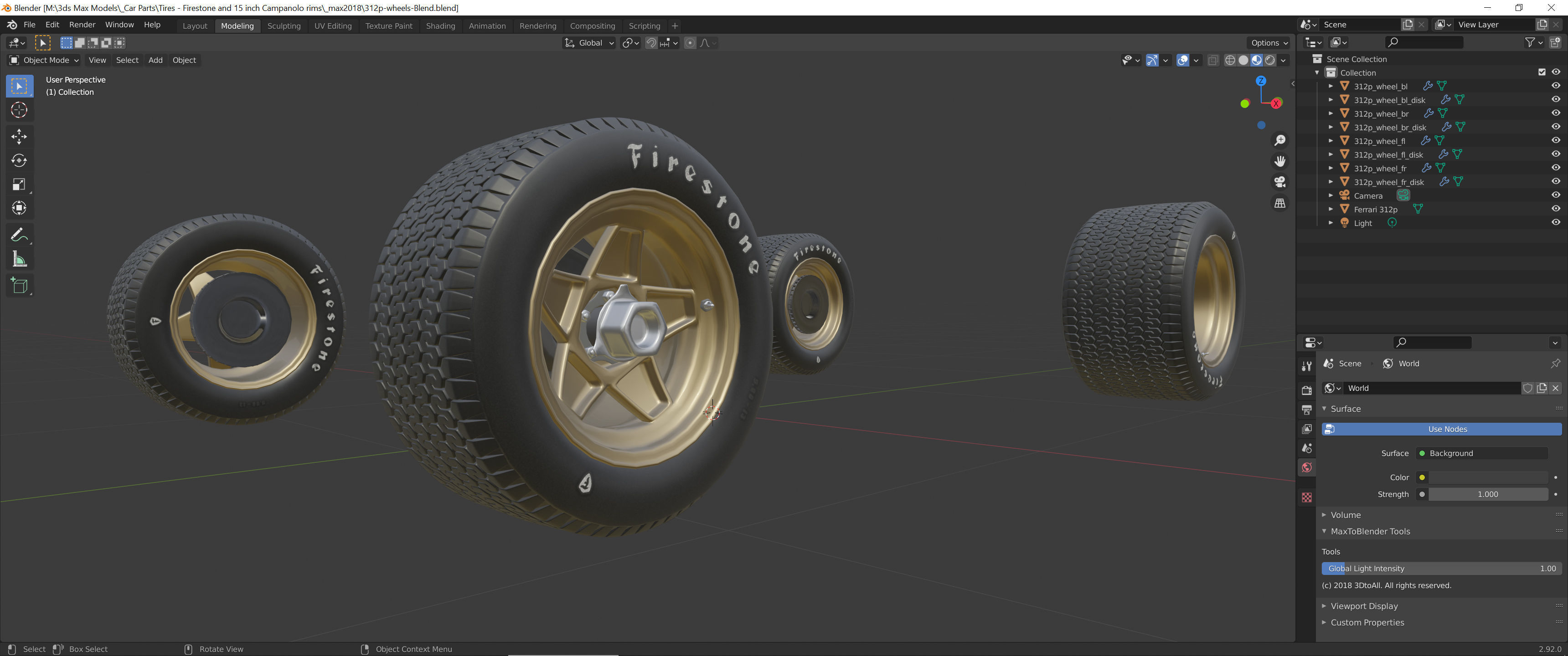 Ferrari 312 P Chassis Frame Undercarriage - Wheels Pack Bundle 3D Model Collection_12