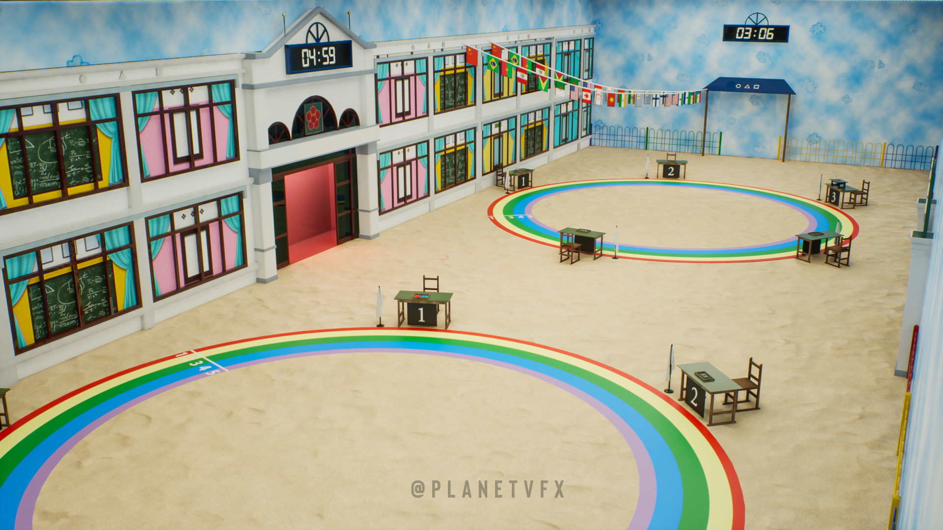 Squid Game Six Legged Pentathlon Game Level Low-poly 3D model_4