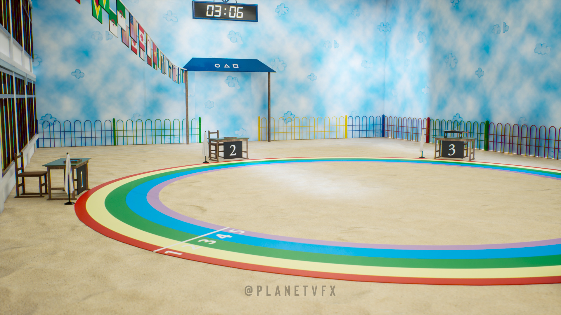 Squid Game Six Legged Pentathlon Game Level Low-poly 3D model_10