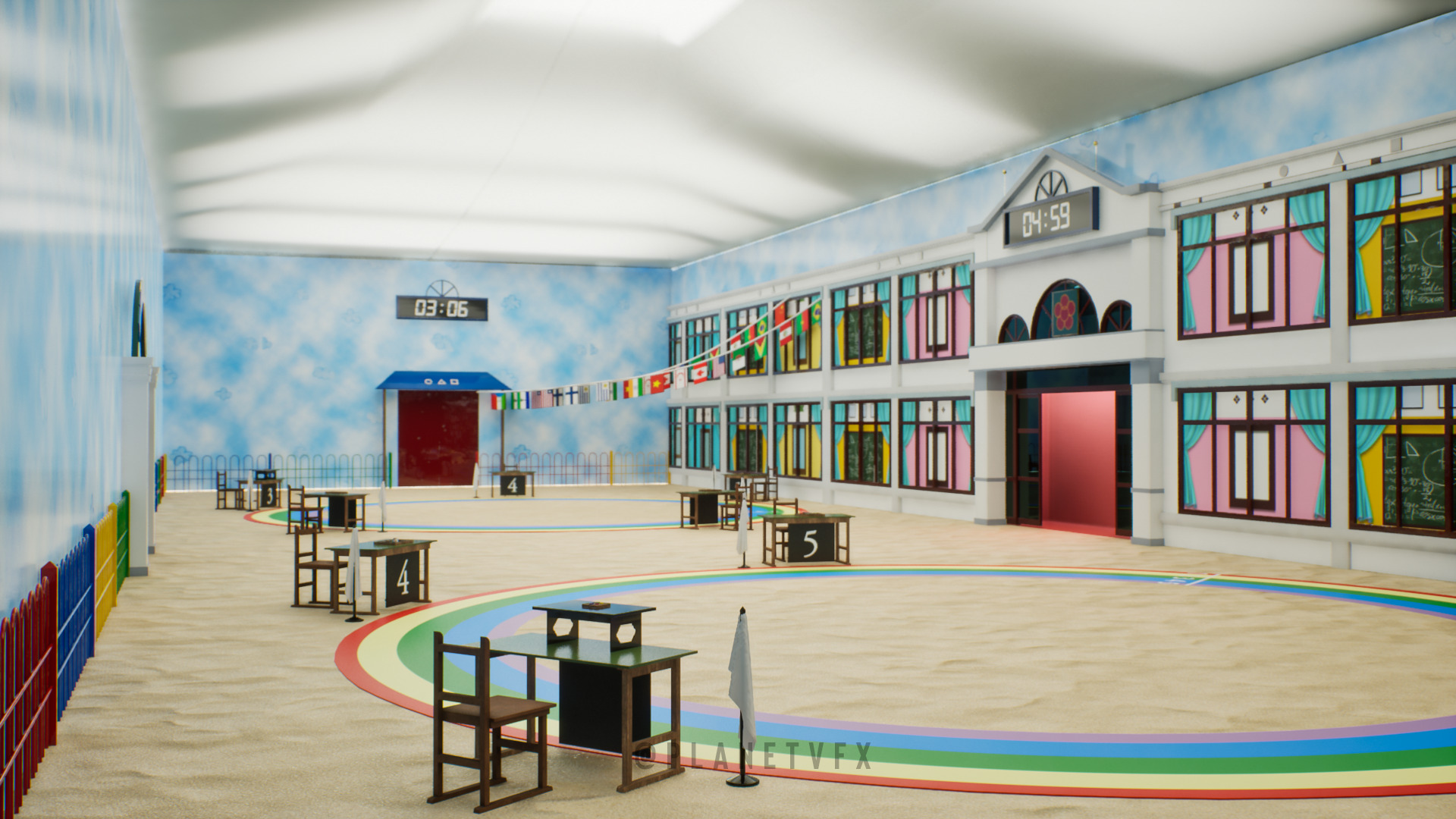 Squid Game Six Legged Pentathlon Game Level Low-poly 3D model_3