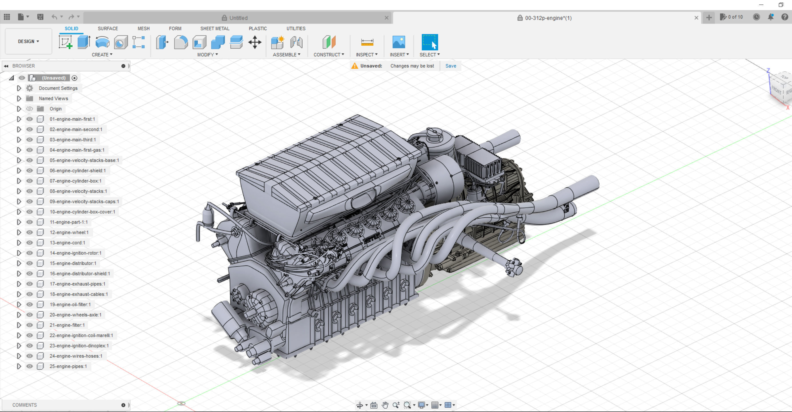 Ferrari 312 P Chassis Frame Undercarriage - Engine Pack Bundle 3D Model Collection_28