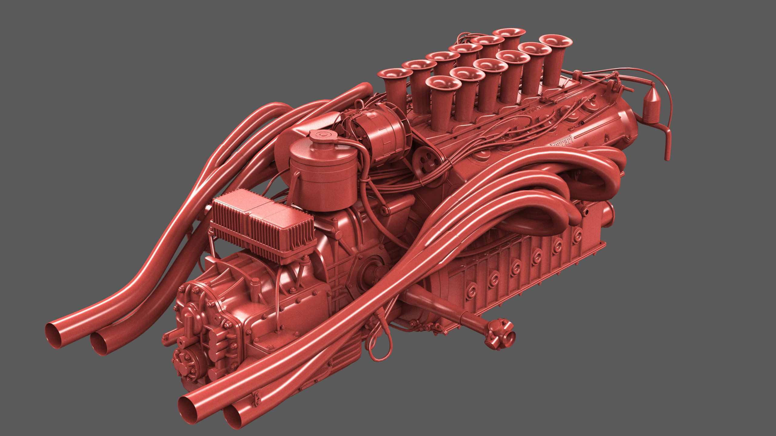 Ferrari 312 P Chassis Frame Undercarriage - Engine Pack Bundle 3D Model Collection_33