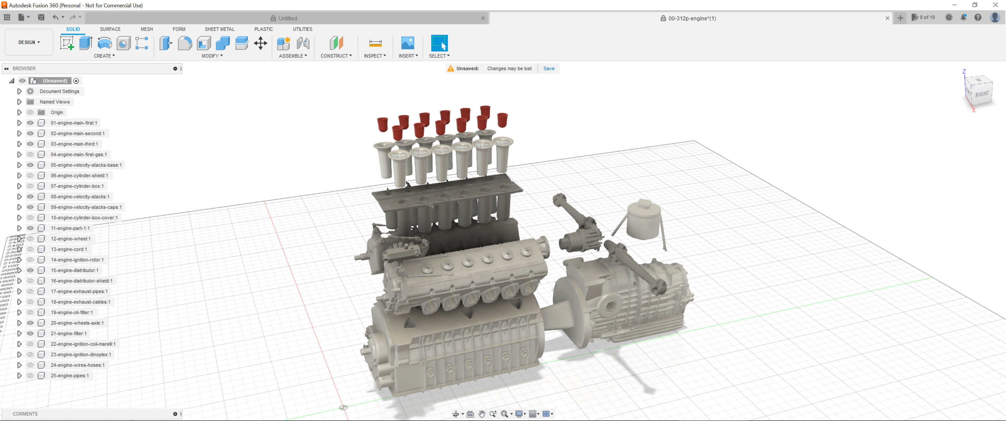 Ferrari 312 P Chassis Frame Undercarriage - Engine Pack Bundle 3D Model Collection_26