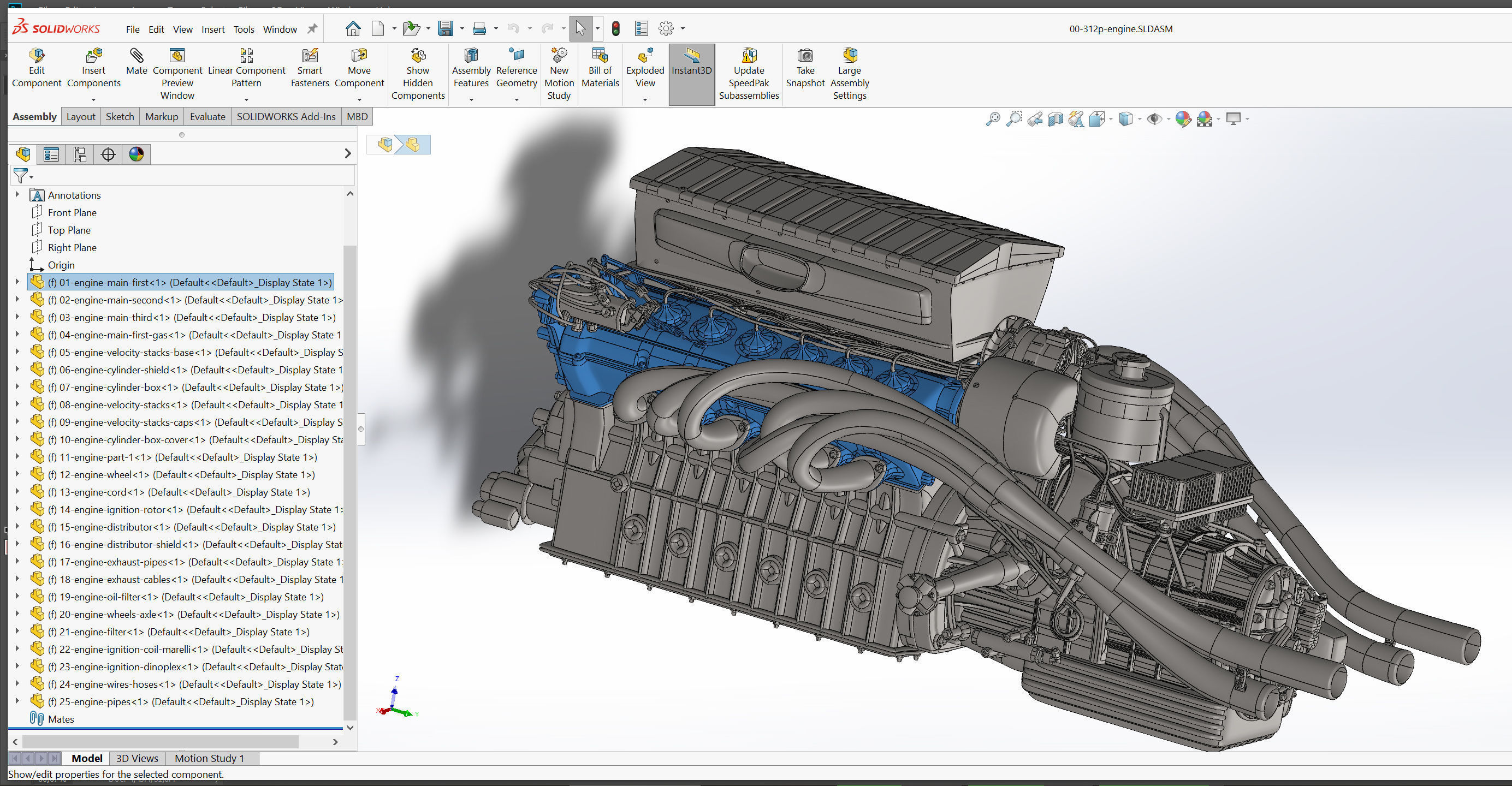 Ferrari 312 P Chassis Frame Undercarriage - Engine Pack Bundle 3D Model Collection_27