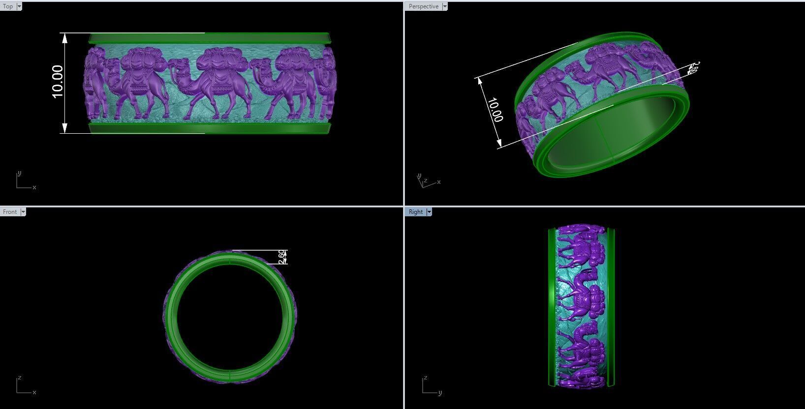 Camel Caravan Band Ring with Excellent Detailing 3D print model_7