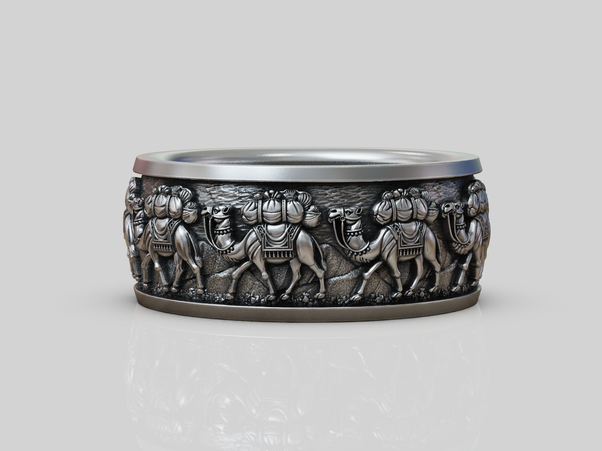 Camel Caravan Band Ring with Excellent Detailing 3D print model_5
