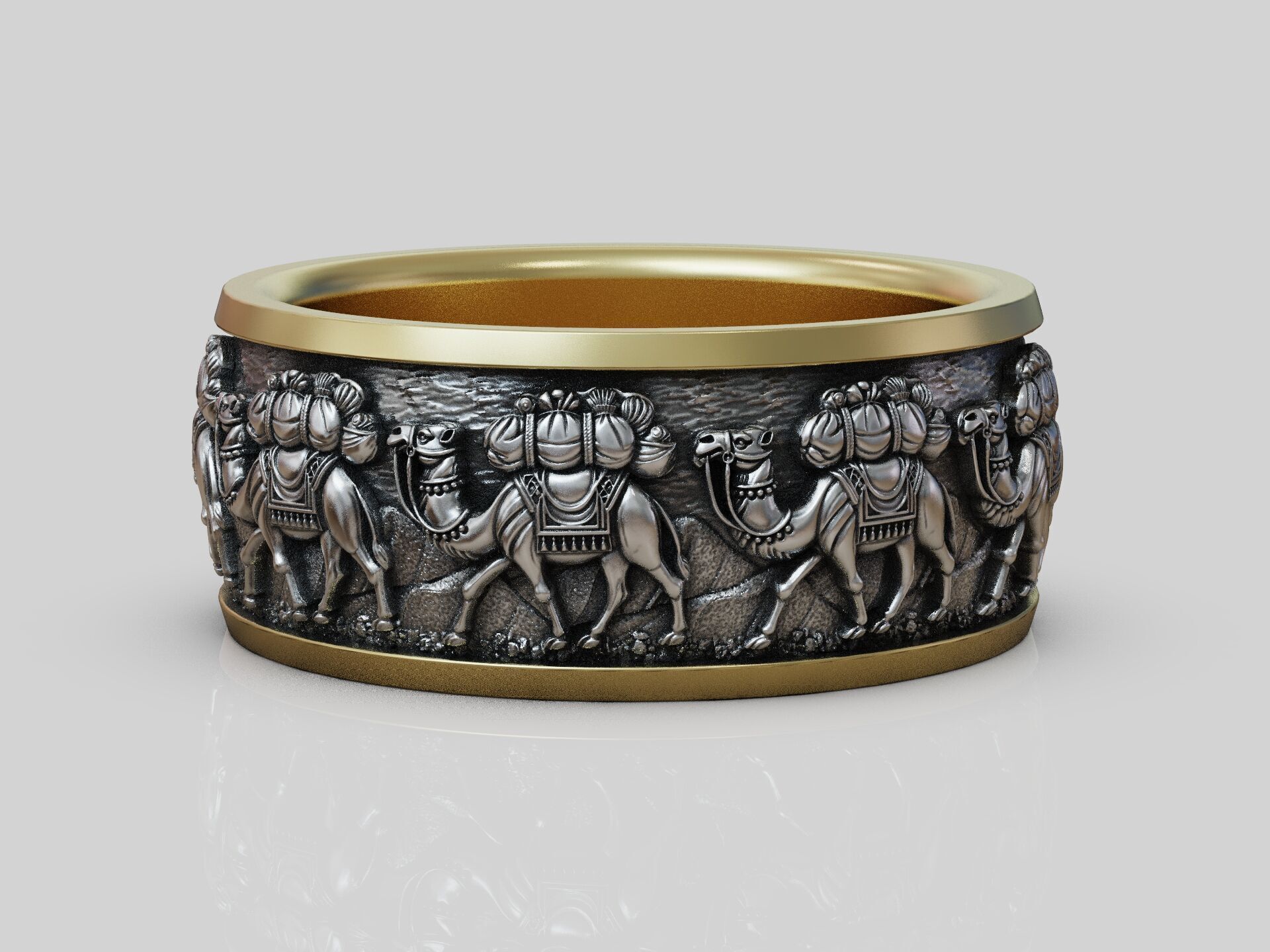 Camel Caravan Band Ring with Excellent Detailing 3D print model_4