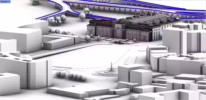 Tahrir Square and its surrounding districts 3D Model Low-poly 3D model
