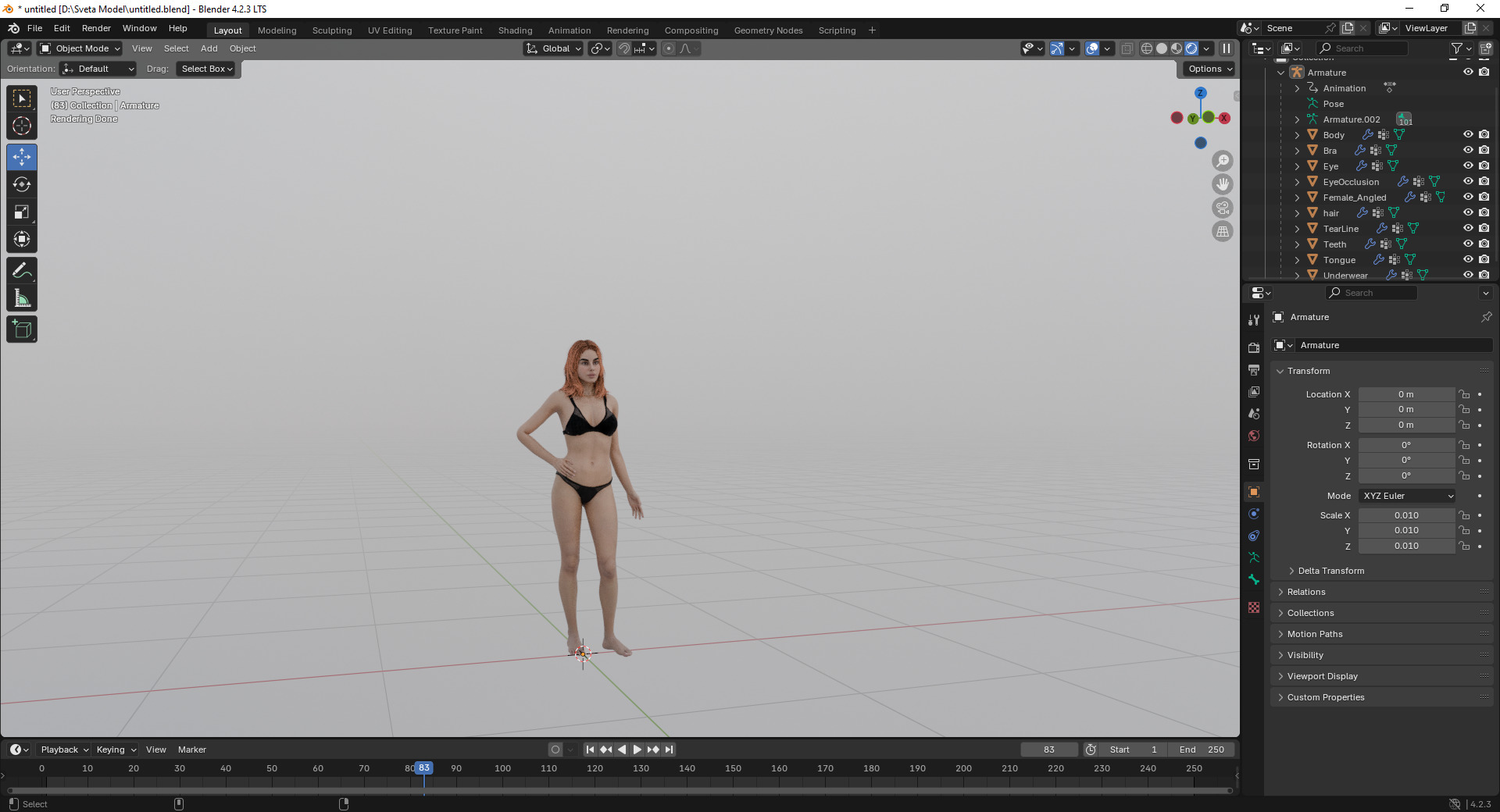 Valentina - Redhead Female 3D Model Low-poly 3D model_8