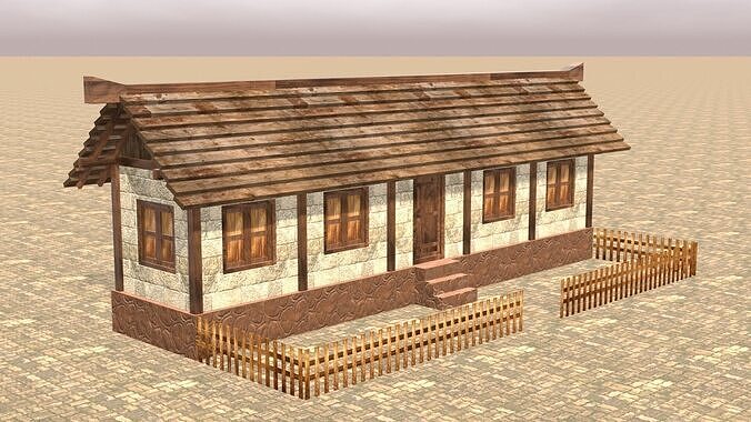 Complete Low Poly Medieval Housing Set for Fantasy Towns Low-poly 3D model 4