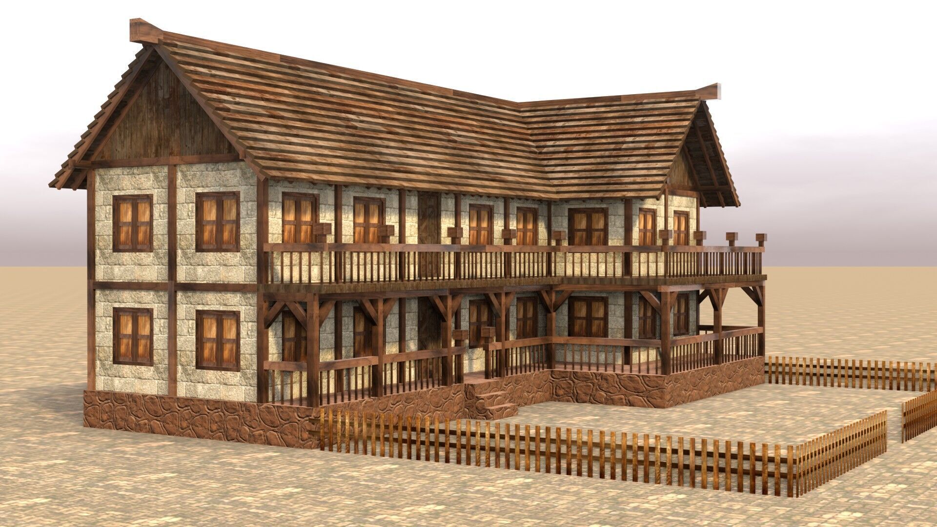 Complete Low Poly Medieval Housing Set for Fantasy Towns Low-poly 3D model_10