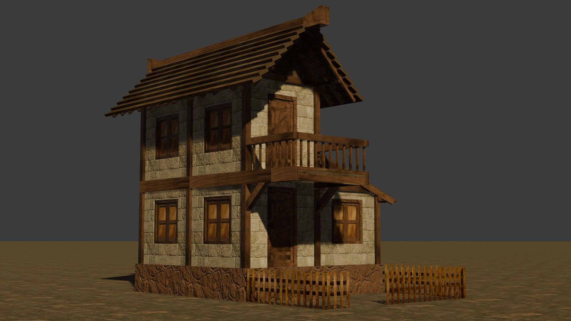 Complete Low Poly Medieval Housing Set for Fantasy Towns Low-poly 3D model_21