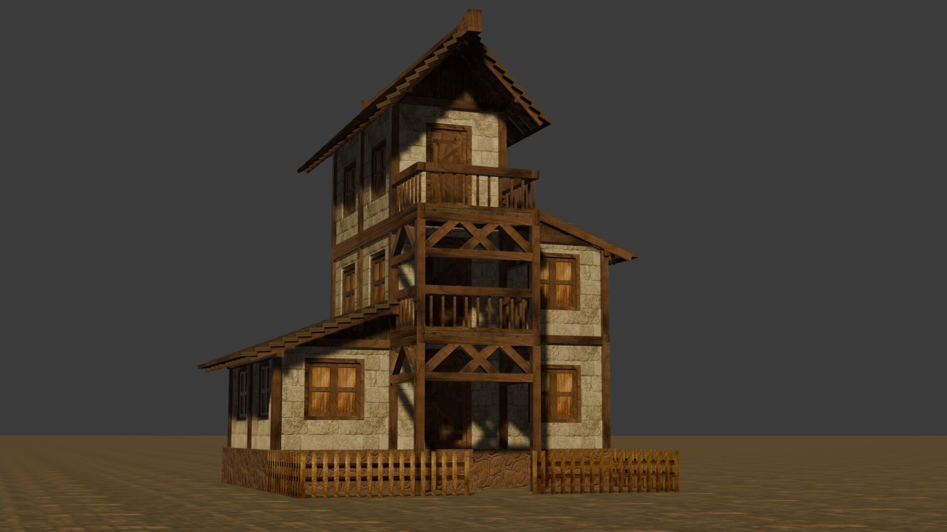 Complete Low Poly Medieval Housing Set for Fantasy Towns Low-poly 3D model_2