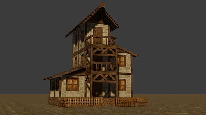 Complete Low Poly Medieval Housing Set for Fantasy Towns Low-poly 3D model 3