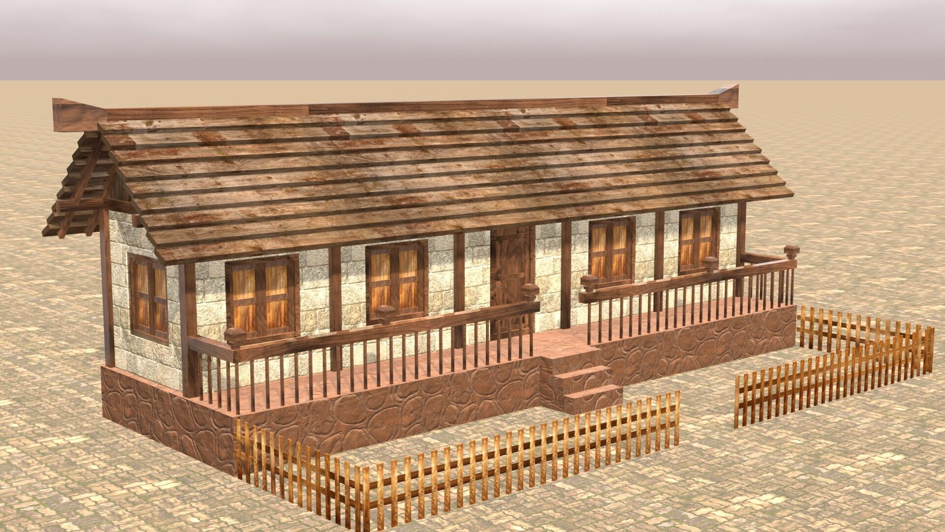 Complete Low Poly Medieval Housing Set for Fantasy Towns Low-poly 3D model_4