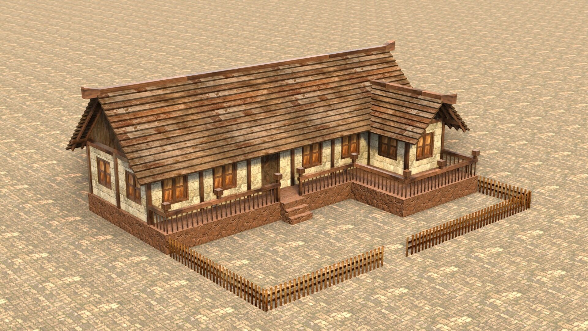 Complete Low Poly Medieval Housing Set for Fantasy Towns Low-poly 3D model_7