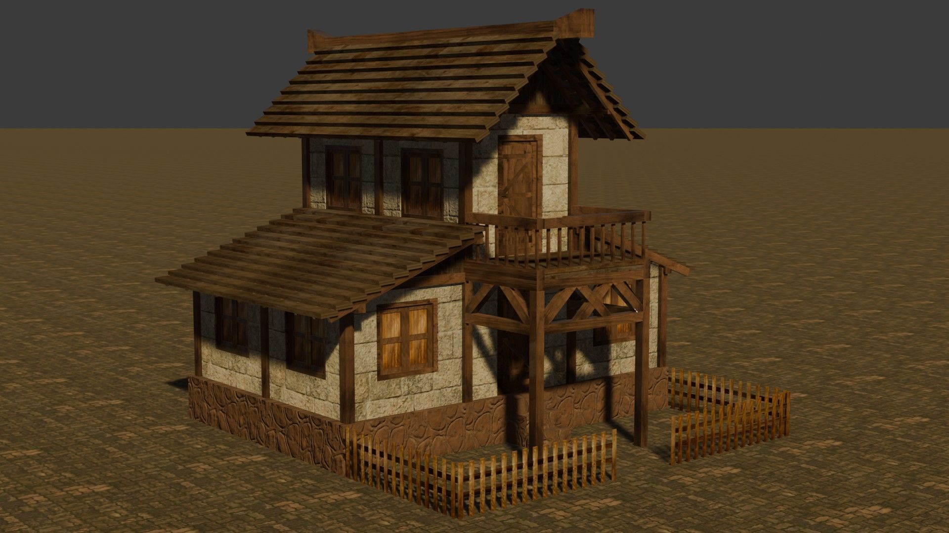 Complete Low Poly Medieval Housing Set for Fantasy Towns Low-poly 3D model_1