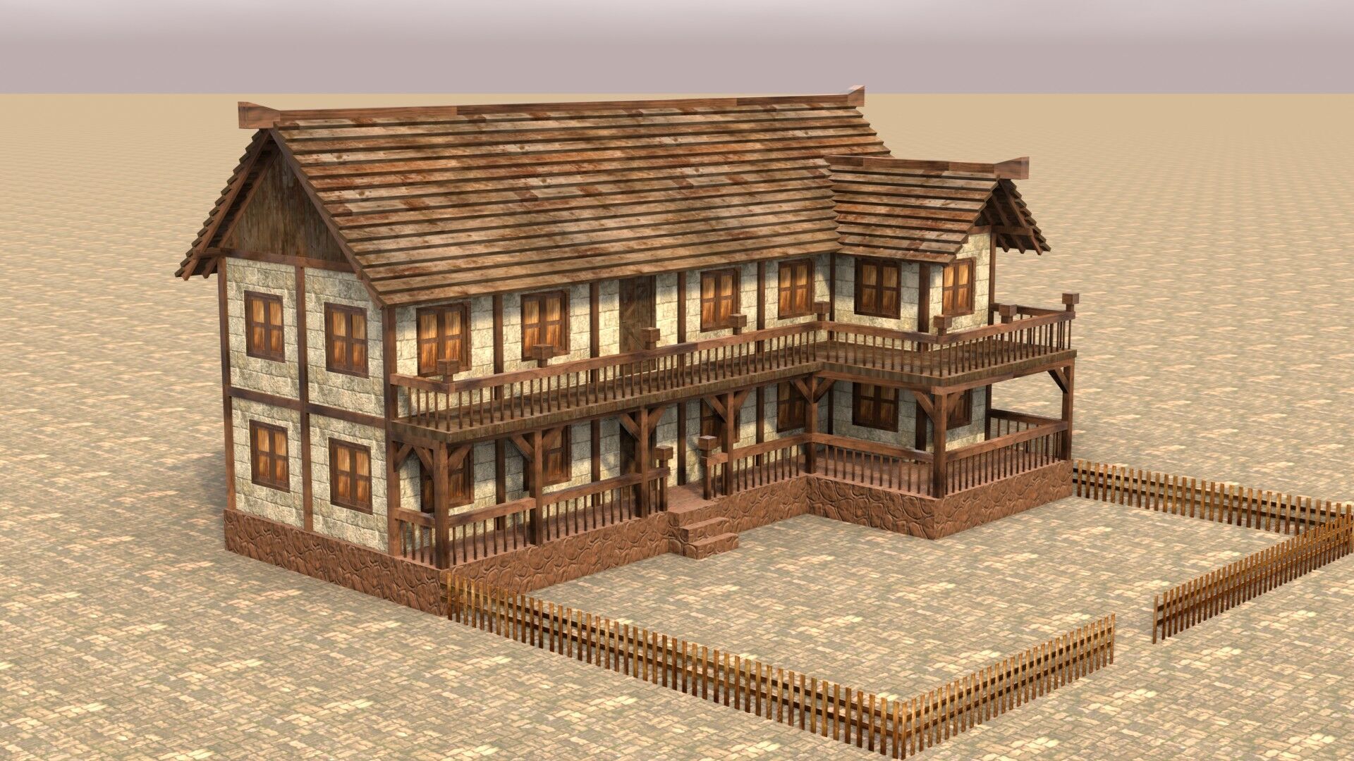 Complete Low Poly Medieval Housing Set for Fantasy Towns Low-poly 3D model_5