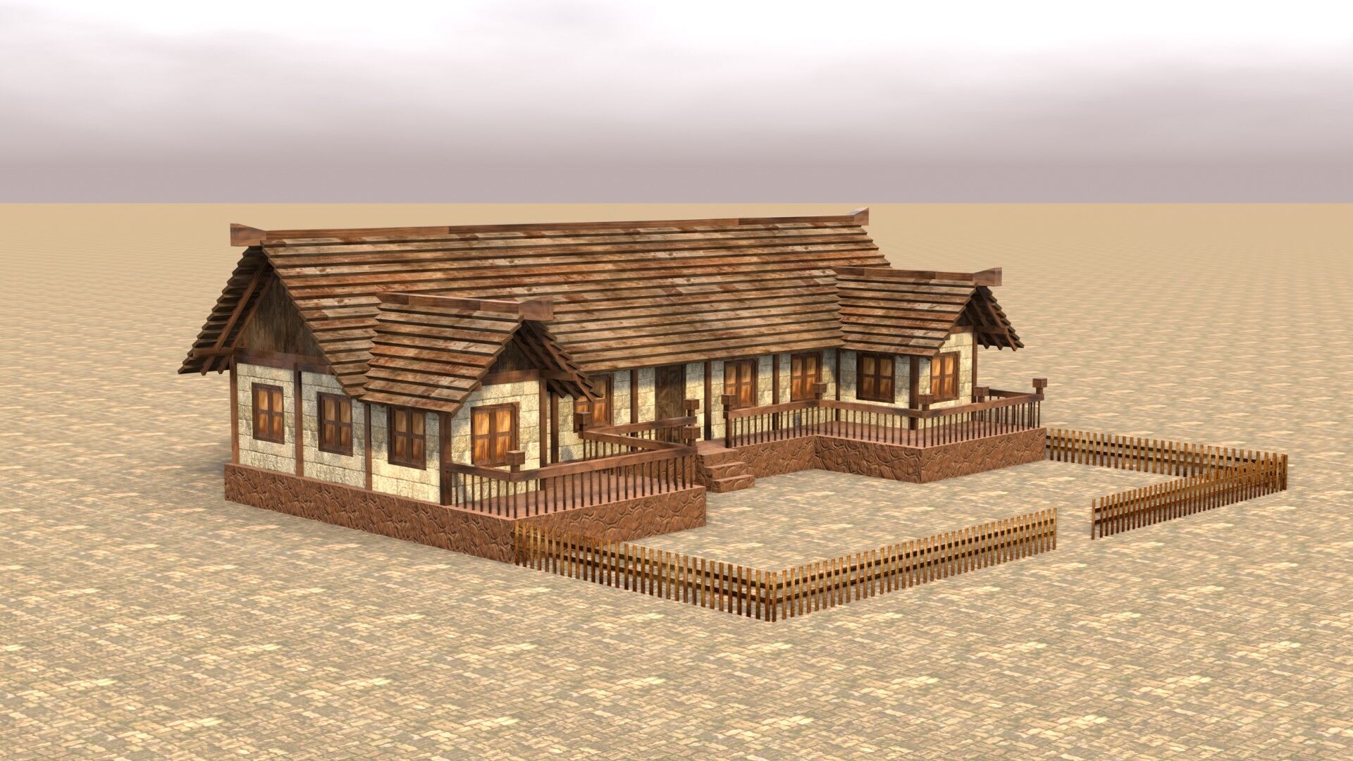 Complete Low Poly Medieval Housing Set for Fantasy Towns Low-poly 3D model_9
