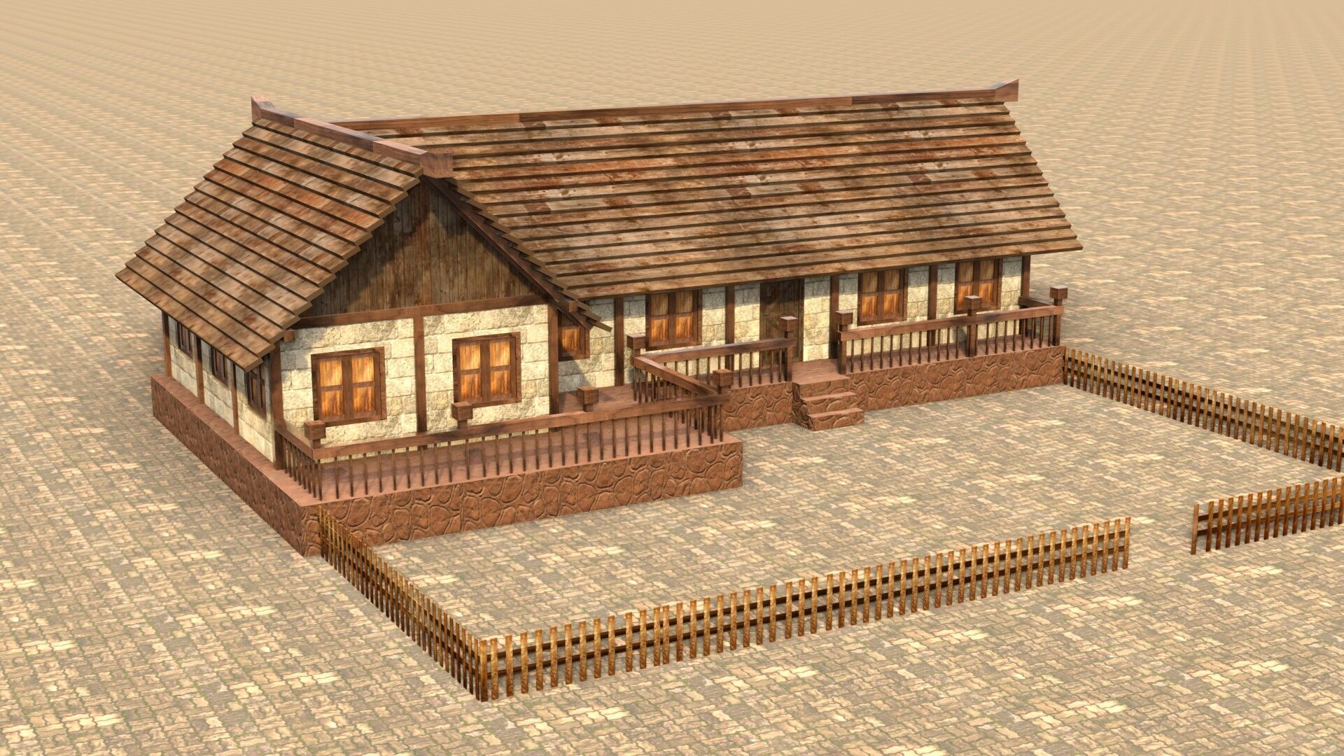 Complete Low Poly Medieval Housing Set for Fantasy Towns Low-poly 3D model_11