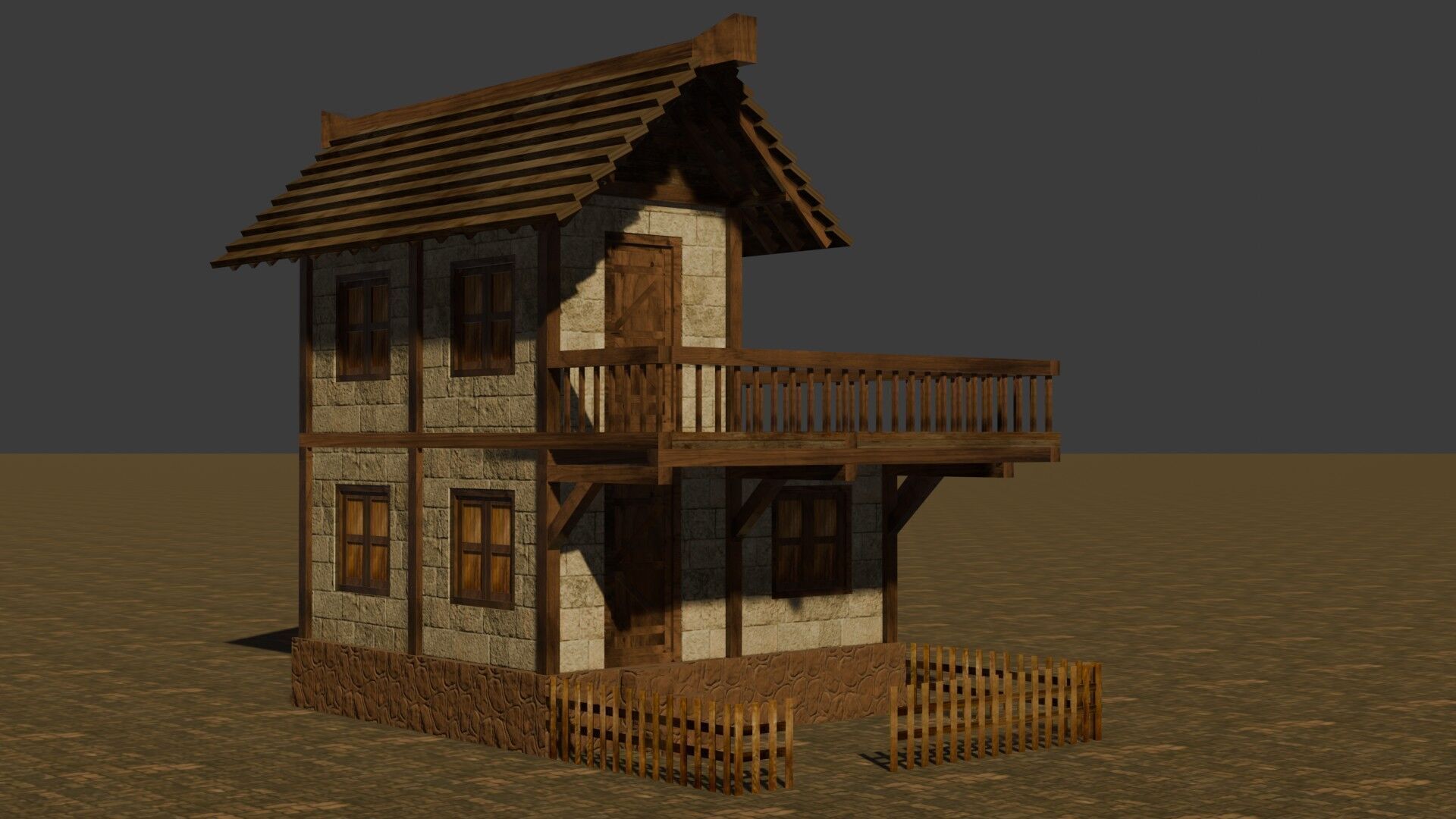 Complete Low Poly Medieval Housing Set for Fantasy Towns Low-poly 3D model_19