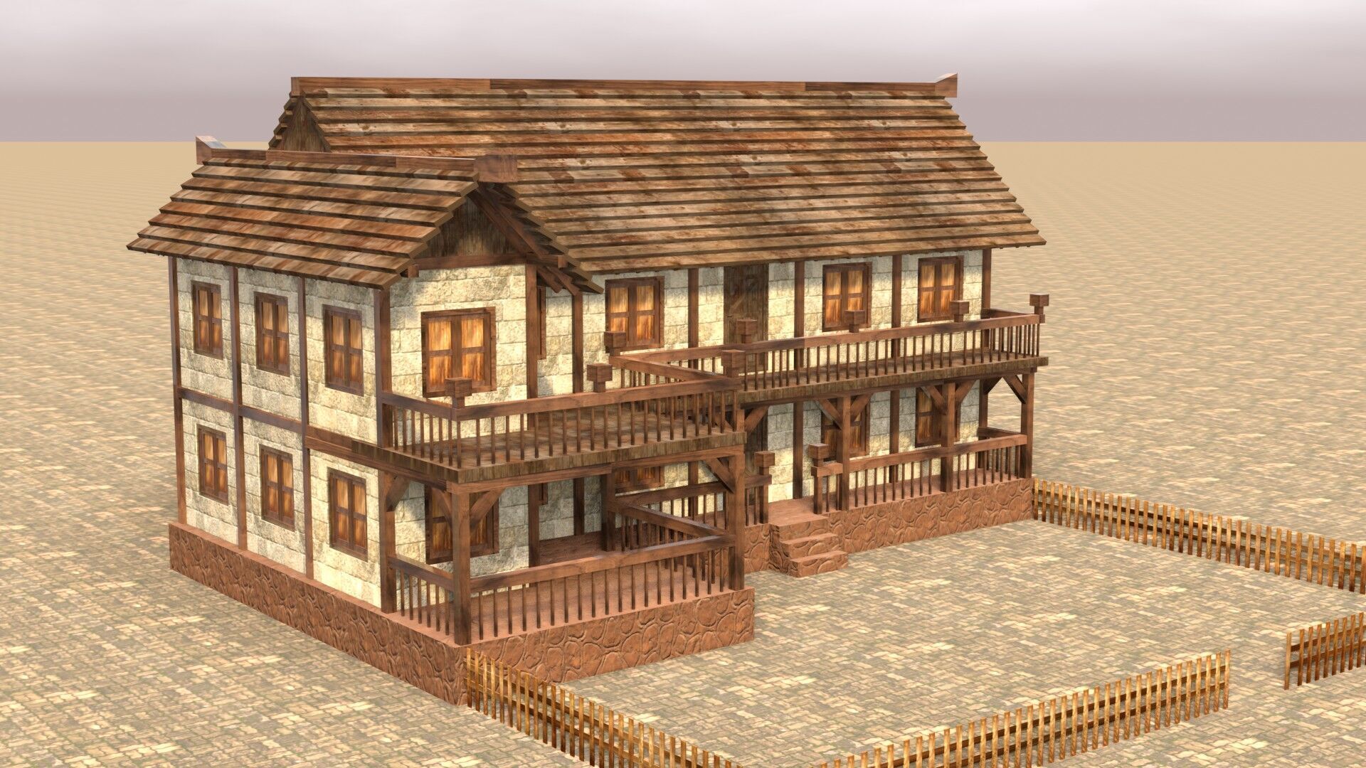 Complete Low Poly Medieval Housing Set for Fantasy Towns Low-poly 3D model_13