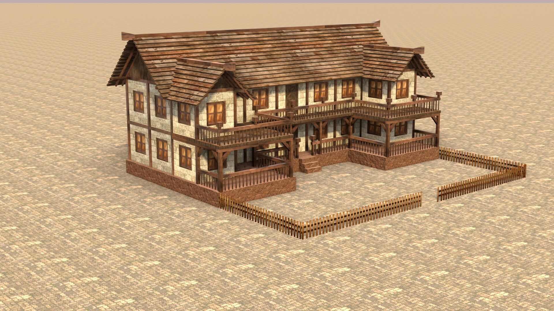 Complete Low Poly Medieval Housing Set for Fantasy Towns Low-poly 3D model_8