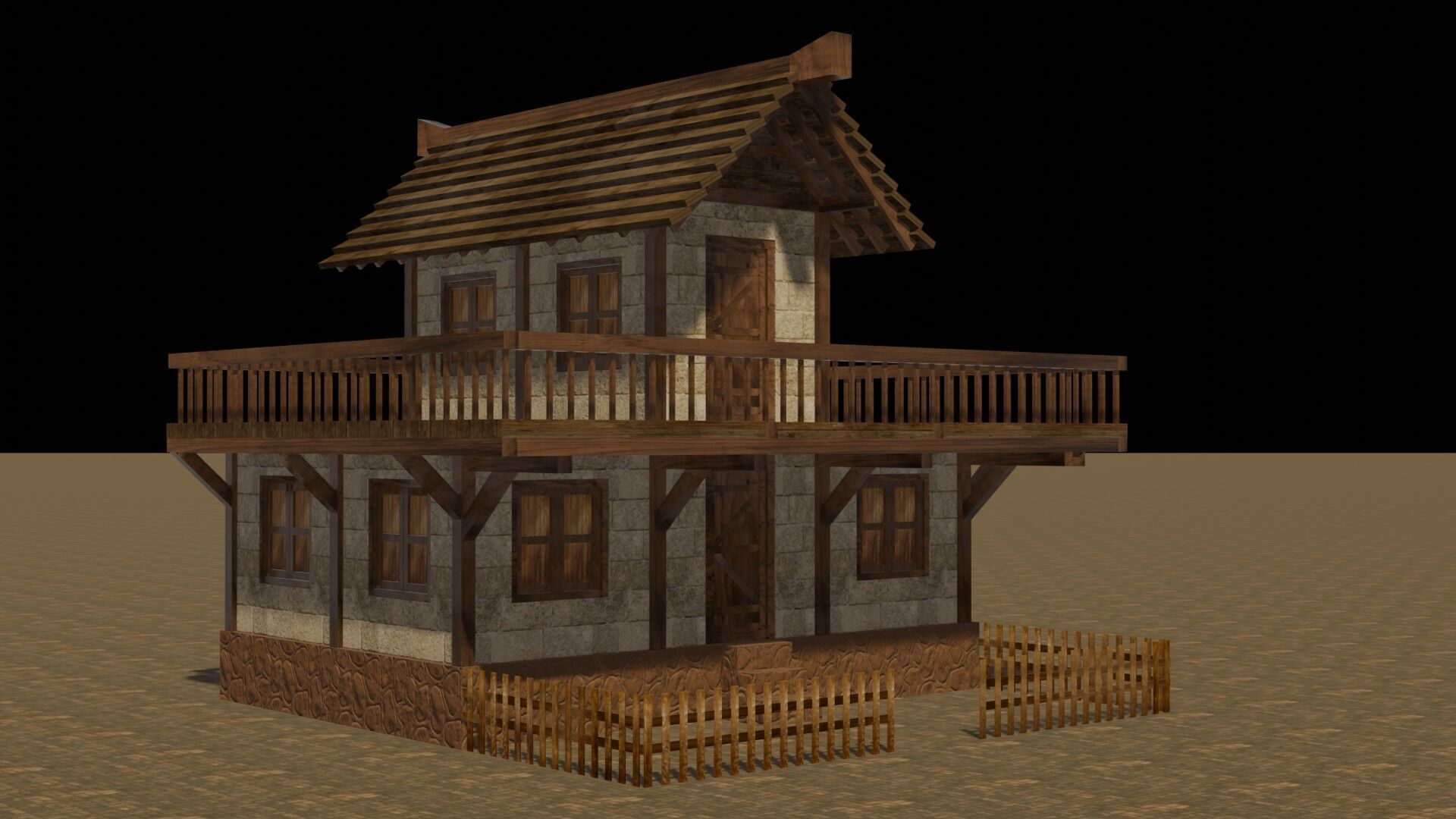 Complete Low Poly Medieval Housing Set for Fantasy Towns Low-poly 3D model_20