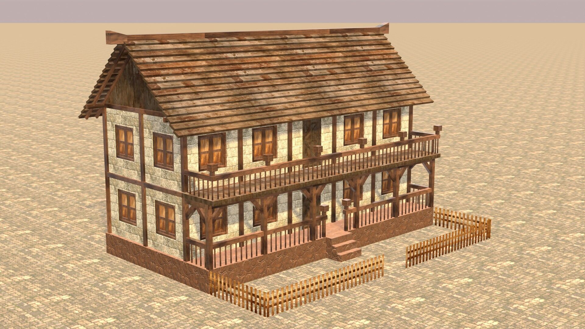 Complete Low Poly Medieval Housing Set for Fantasy Towns Low-poly 3D model_6