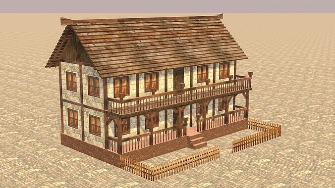 Complete Low Poly Medieval Housing Set for Fantasy Towns Low-poly 3D model 7