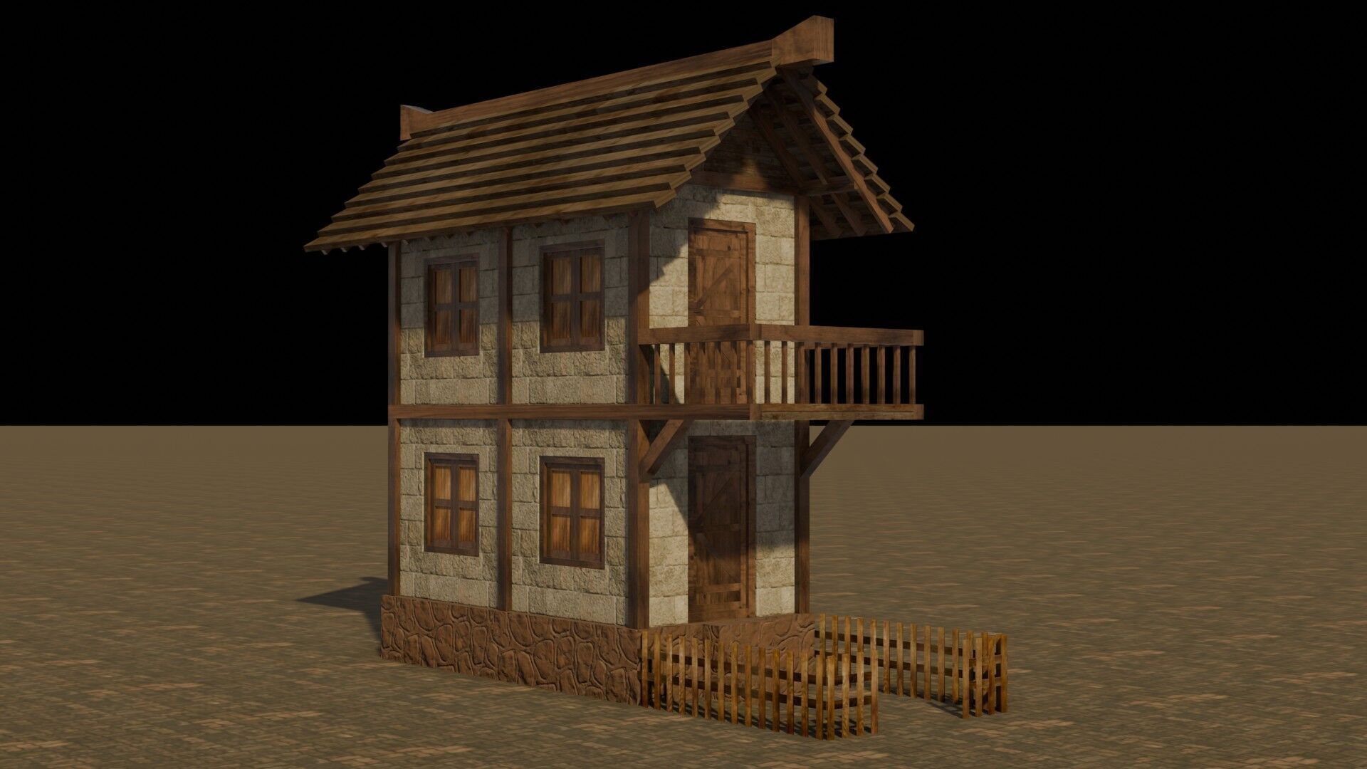Complete Low Poly Medieval Housing Set for Fantasy Towns Low-poly 3D model_16
