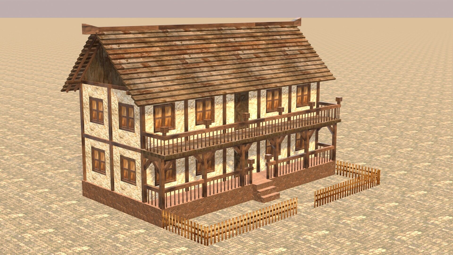 Authentic Low Poly Medieval House Pack for RPG Game Design Low-poly 3D model_6