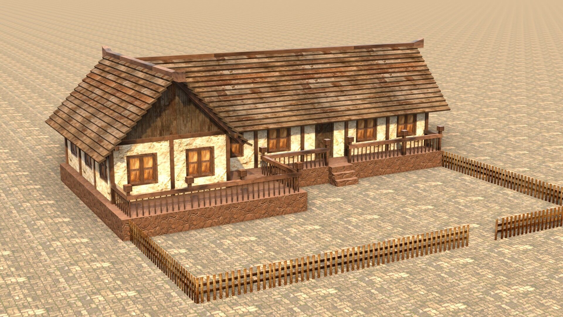 Authentic Low Poly Medieval House Pack for RPG Game Design Low-poly 3D model_11