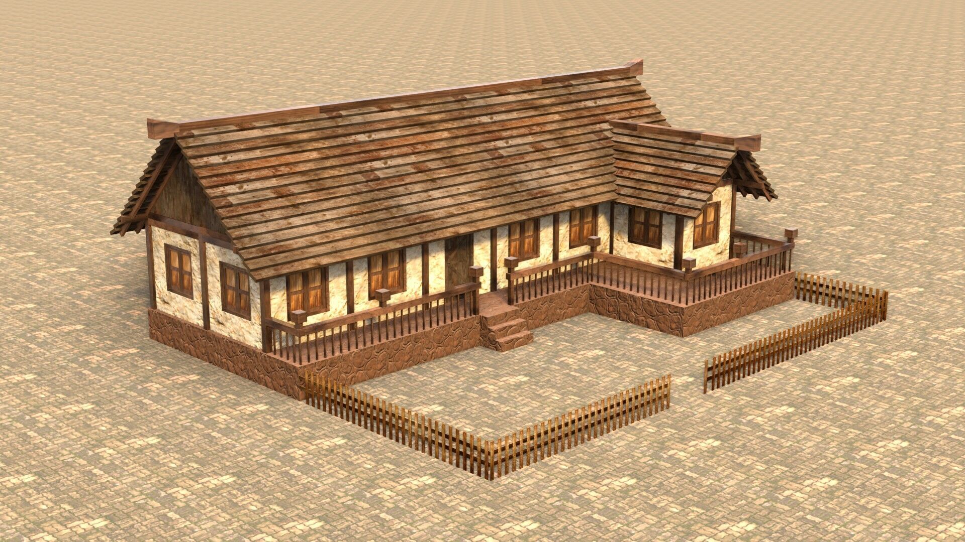 Authentic Low Poly Medieval House Pack for RPG Game Design Low-poly 3D model_7