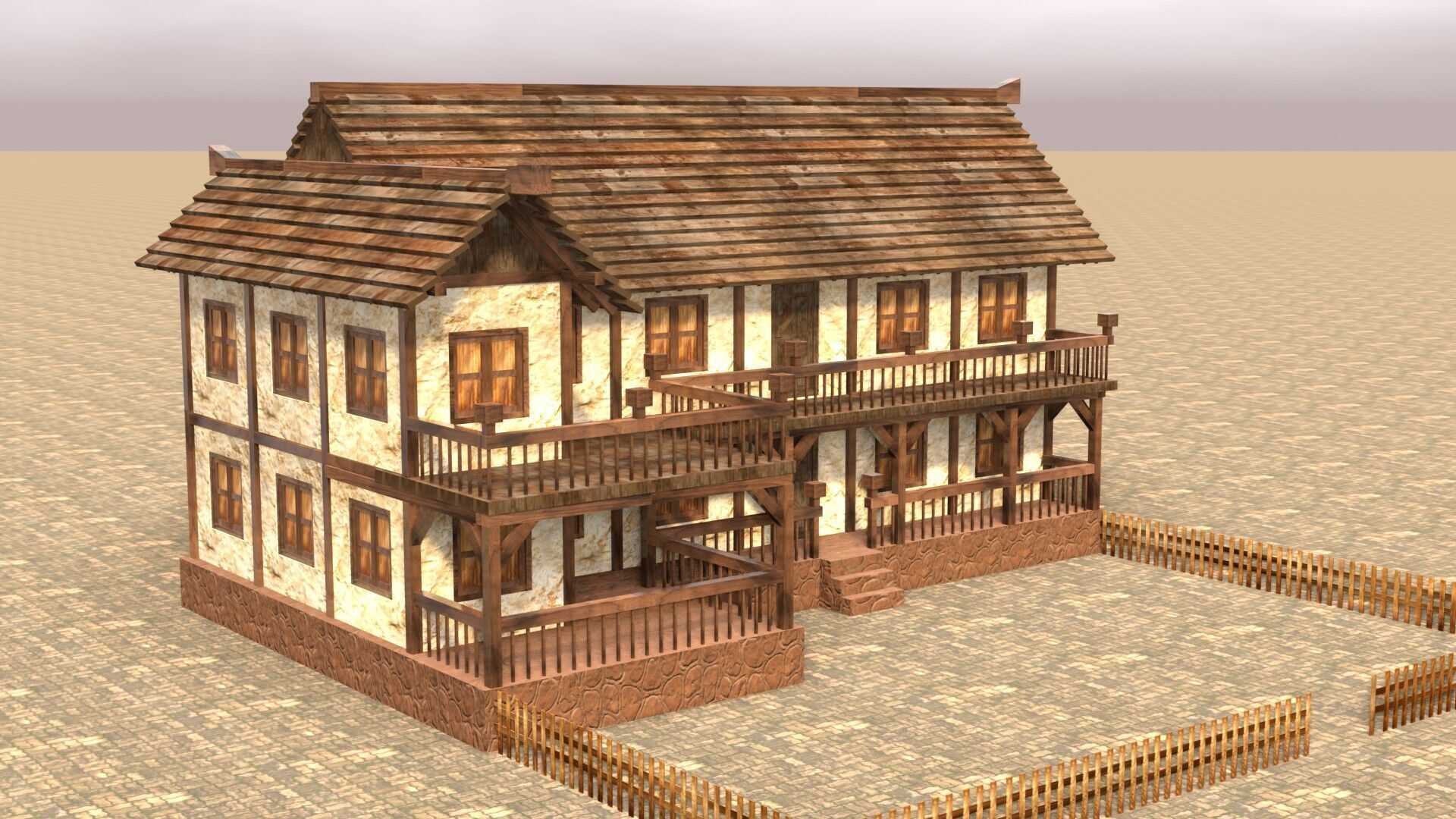 Authentic Low Poly Medieval House Pack for RPG Game Design Low-poly 3D model_13