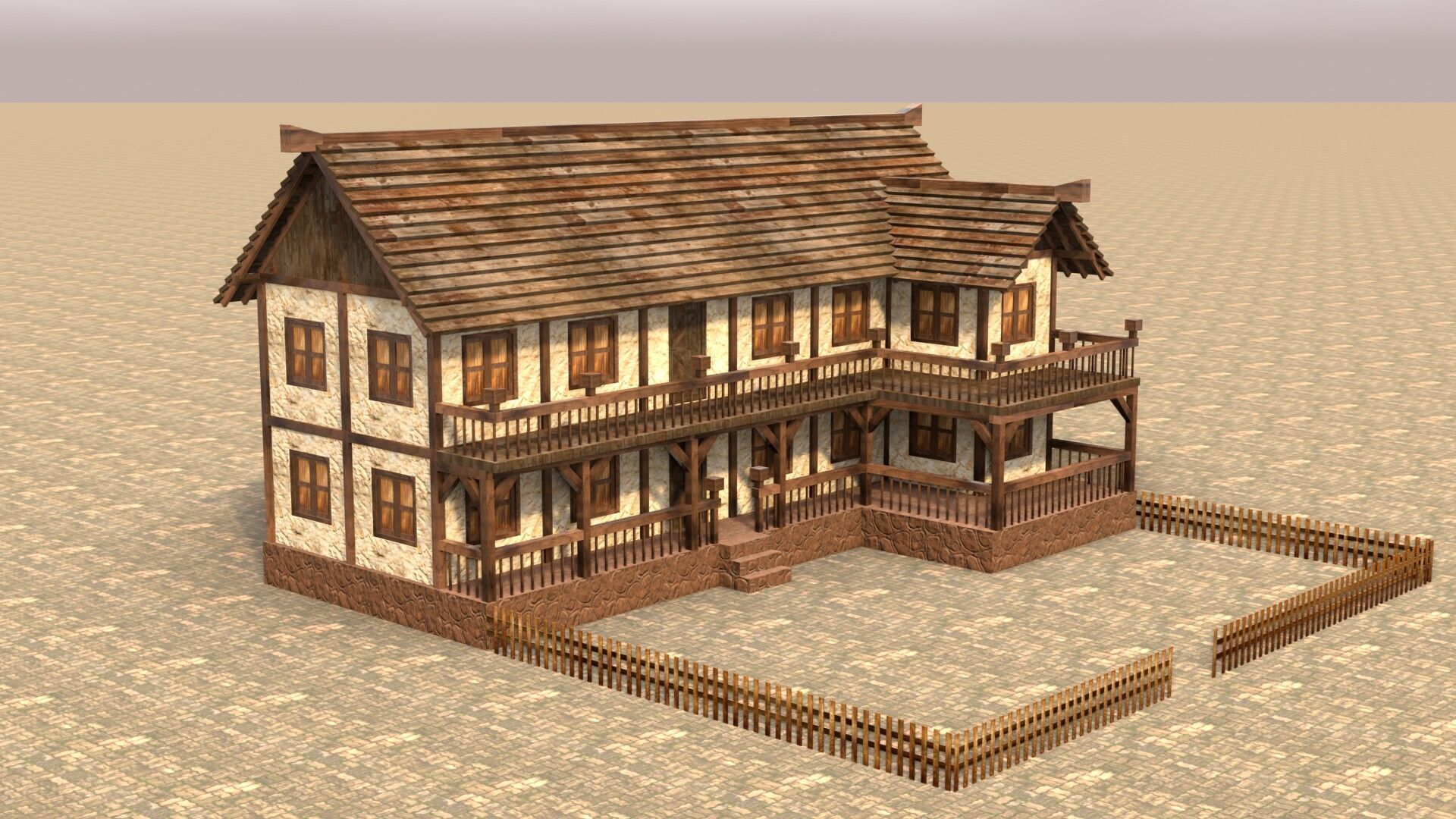 Authentic Low Poly Medieval House Pack for RPG Game Design Low-poly 3D model_5