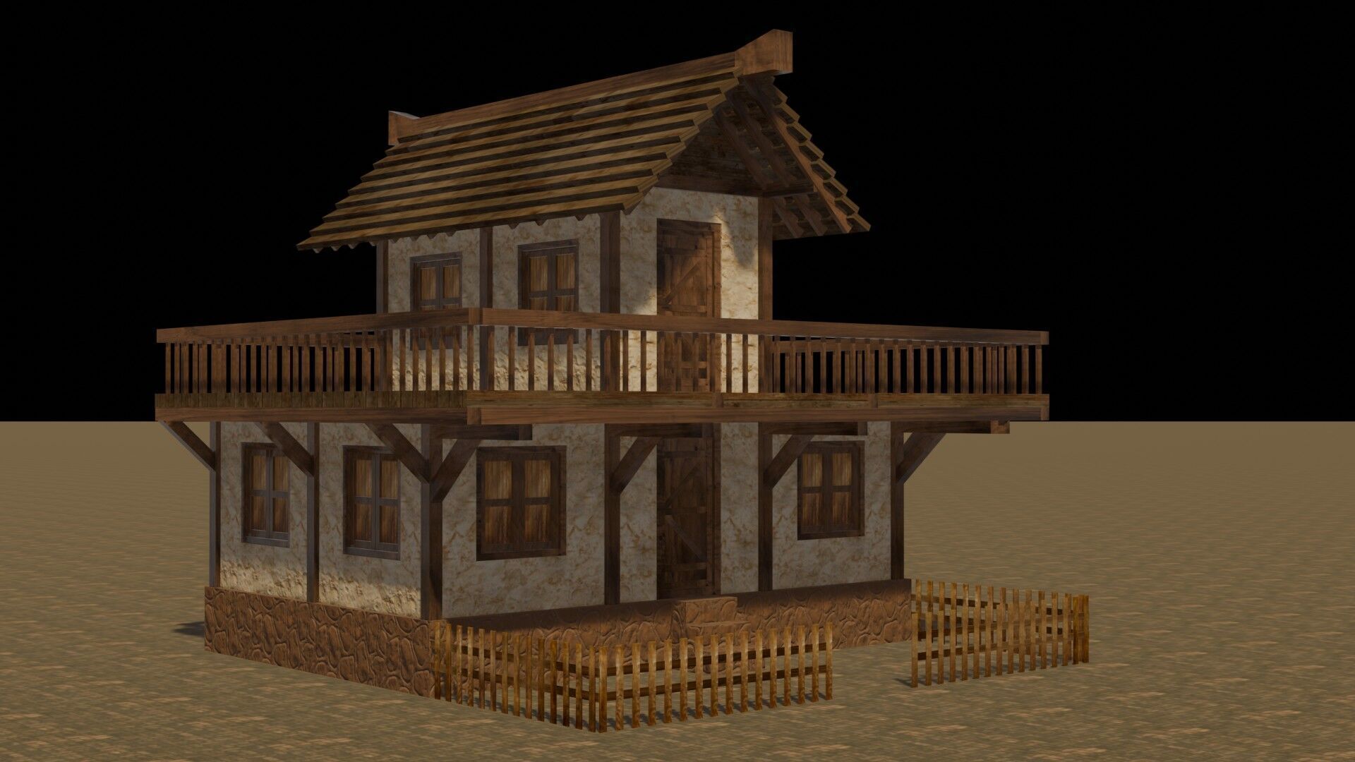 Authentic Low Poly Medieval House Pack for RPG Game Design Low-poly 3D model_20