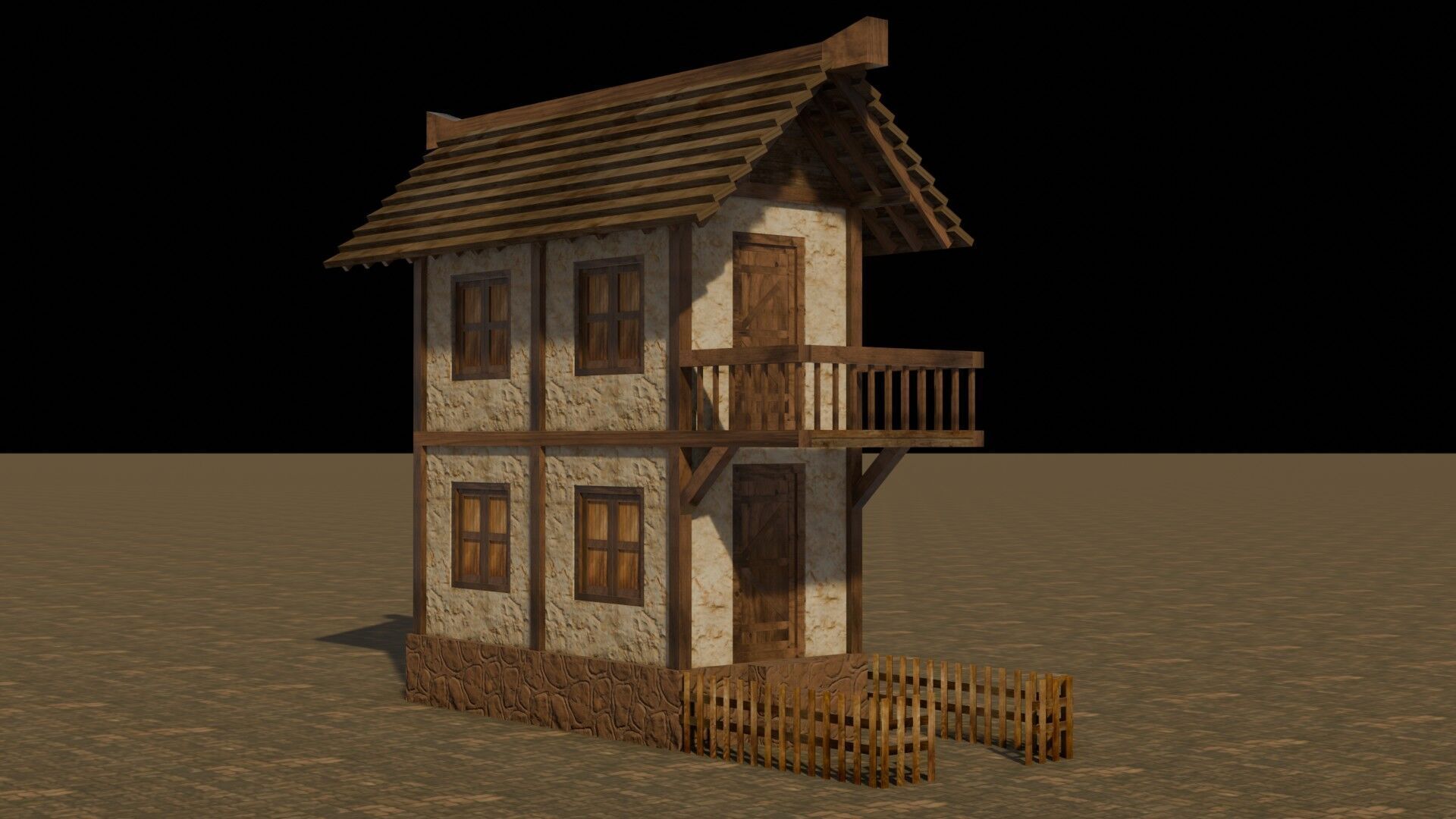 Authentic Low Poly Medieval House Pack for RPG Game Design Low-poly 3D model_16