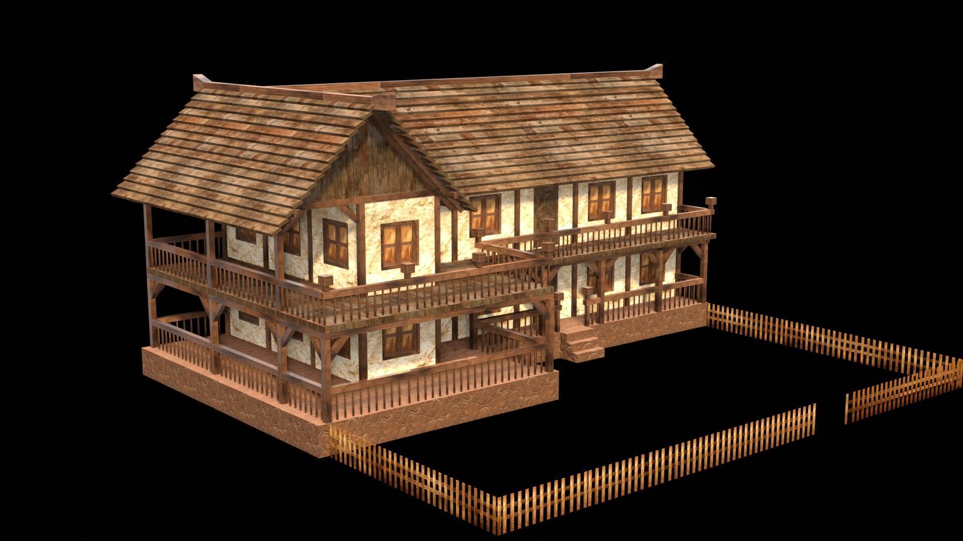Authentic Low Poly Medieval House Pack for RPG Game Design Low-poly 3D model_14
