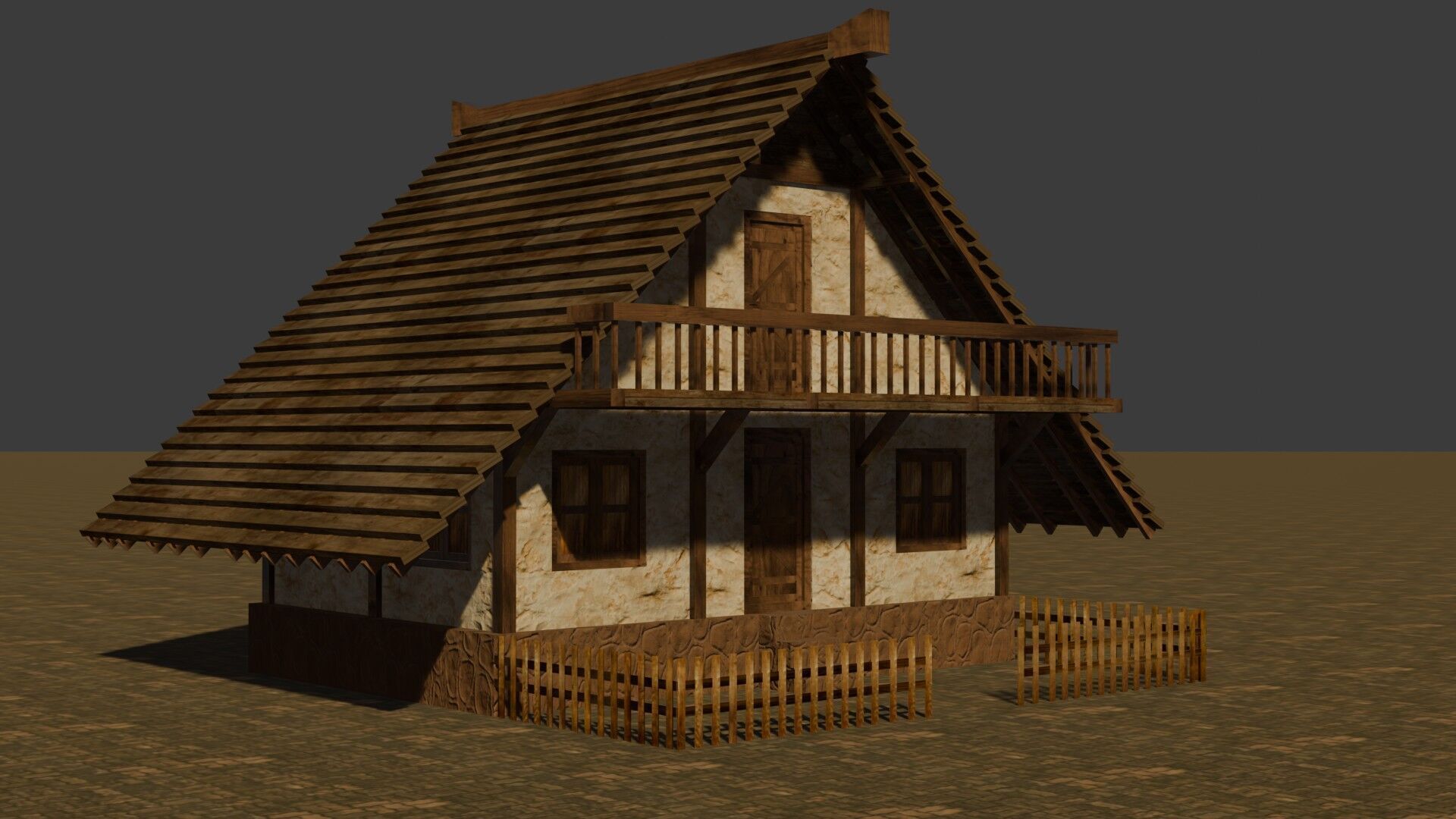 Authentic Low Poly Medieval House Pack for RPG Game Design Low-poly 3D model_18
