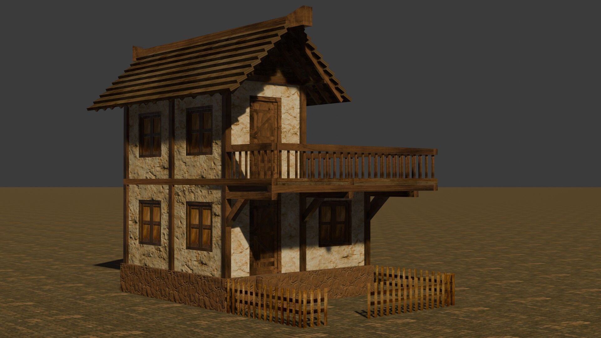 Authentic Low Poly Medieval House Pack for RPG Game Design Low-poly 3D model_19
