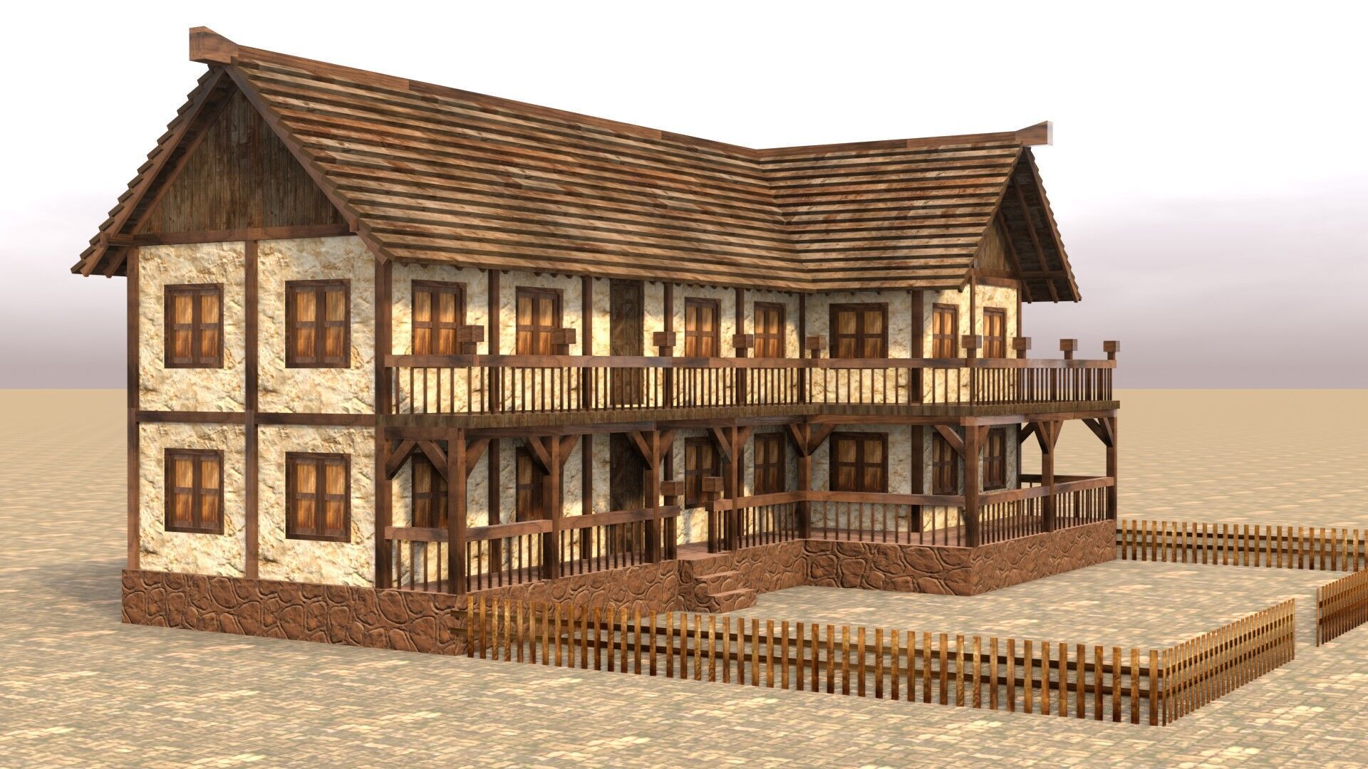 Authentic Low Poly Medieval House Pack for RPG Game Design Low-poly 3D model_10