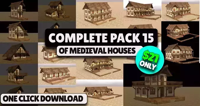 Authentic Low Poly Medieval House Pack for RPG Game Design