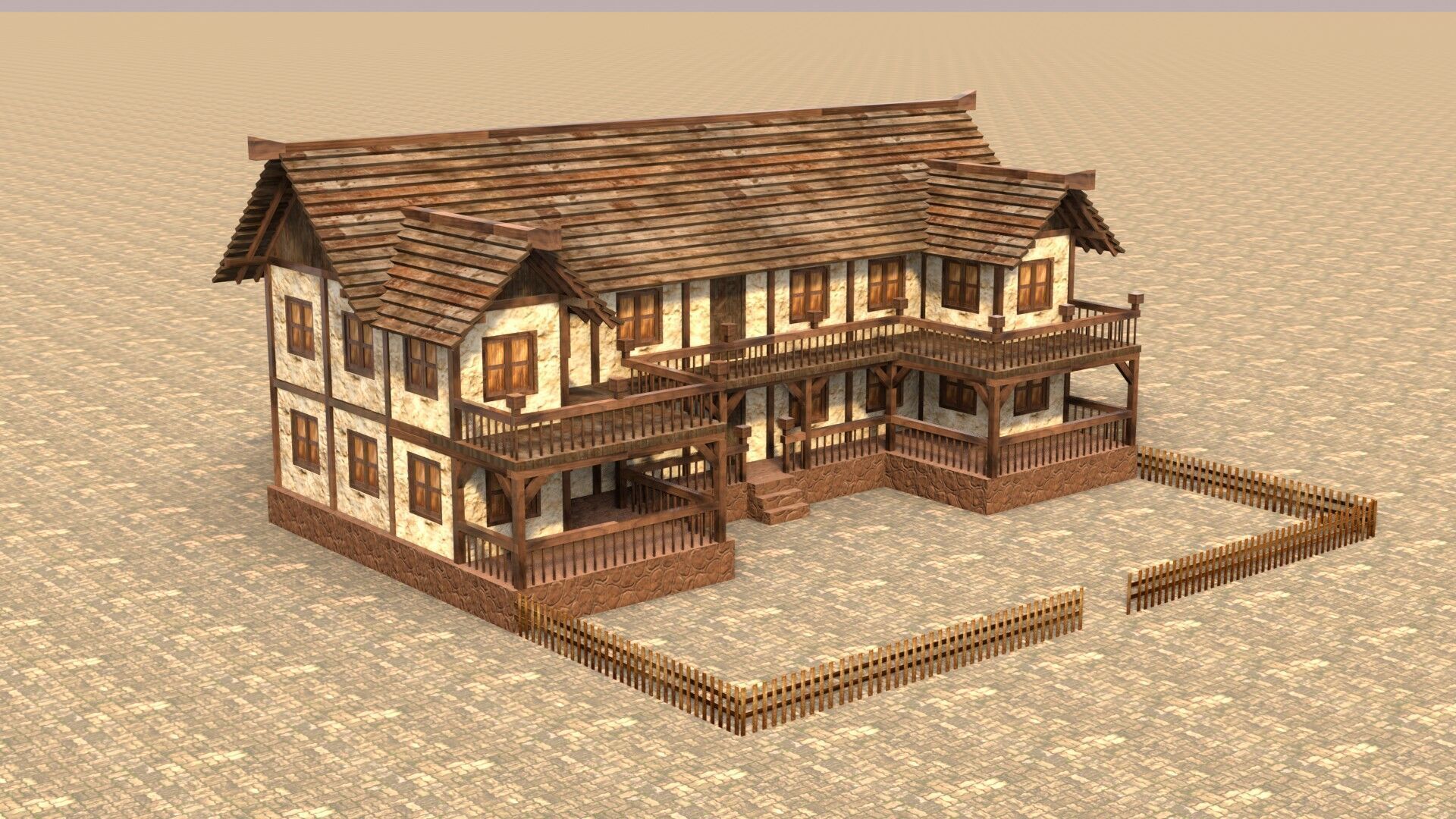 Authentic Low Poly Medieval House Pack for RPG Game Design Low-poly 3D model_8