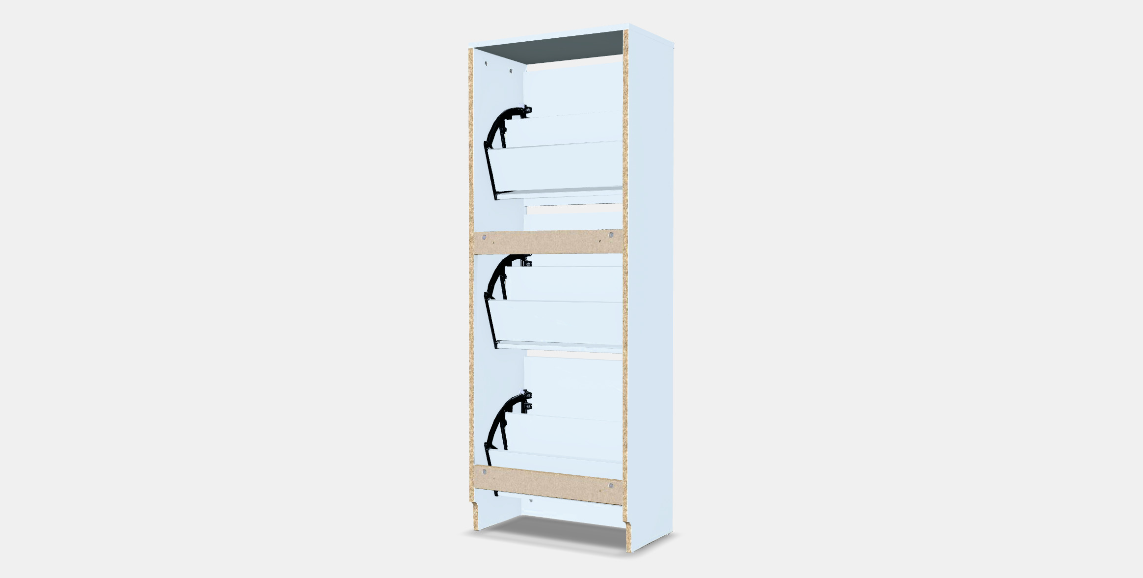 BISSA Shoe cabinet with 3 compartments Low-poly 3D model_3