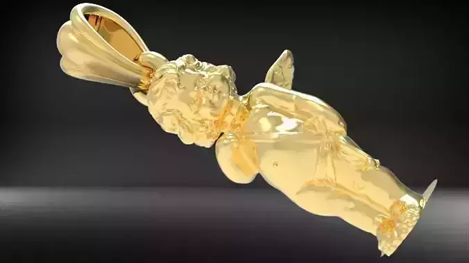 Vintage Cherub Baby Angel Heaven Wings Necklace Jewelry 3D print model