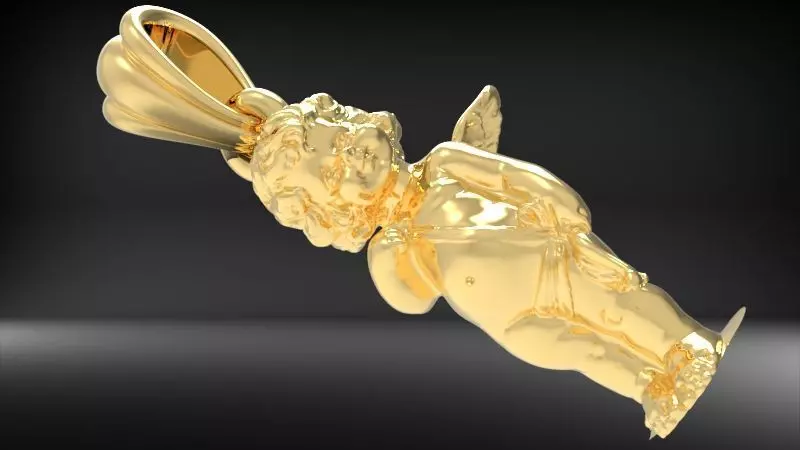 Vintage Cherub Baby Angel Heaven Wings Necklace Jewelry 3D print model_0