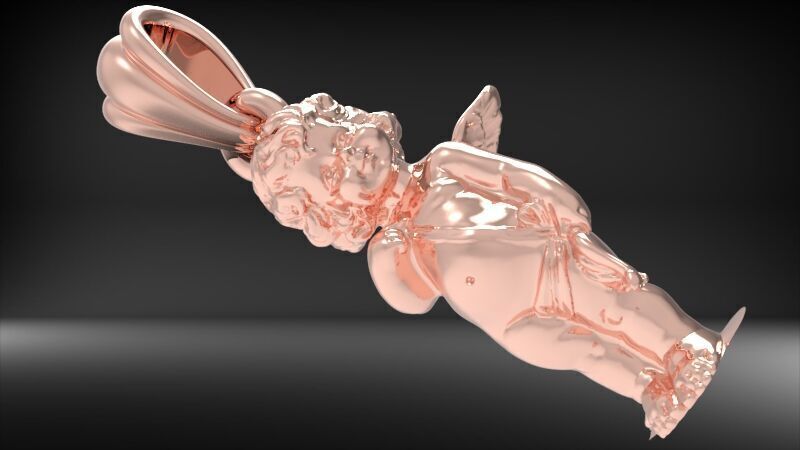 Vintage Cherub Baby Angel Heaven Wings Necklace Jewelry 3D print model_1