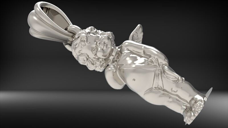 Vintage Cherub Baby Angel Heaven Wings Necklace Jewelry 3D print model_19